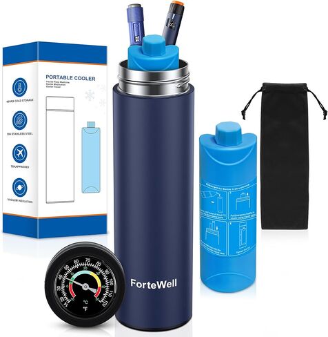 Insulin Cooler Travel Case with Temperature Indicator, 60H Medication Cooling TSA Approved, Fits 2-3 Insulin Pens & Vials, Anti-Freeze Protective Bag, Diabetes Travel Case (Navy Blue) in Saudi Arabia
