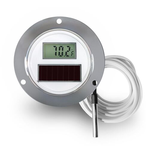 Digital Thermometer, Solar Powered Display with Battery Backup, Stainless Steel, 2" Dial Diameter, Front Flange, 108" Sensor Cable, -58 to 230 Degrees F / -50 to 110 Degrees C in Saudi Arabia