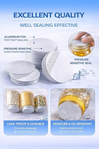58mm/ 2.28" Aluminum Foil Cap Liner, 200 Pack Resistant Tamper Induction Heat Sealer Sealing Liners for PET Plastic Bottle Jar Lid in Saudi Arabia