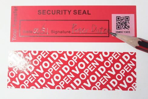 100pcs 1" x 3.35" Fluorescent Tamper Proof Warranty Void Security Stickers/Labels/Seals/Tapes with Unique QR Barcode (Red, Strong Adhesive, 100% Total Transfer Type) in Kuwait