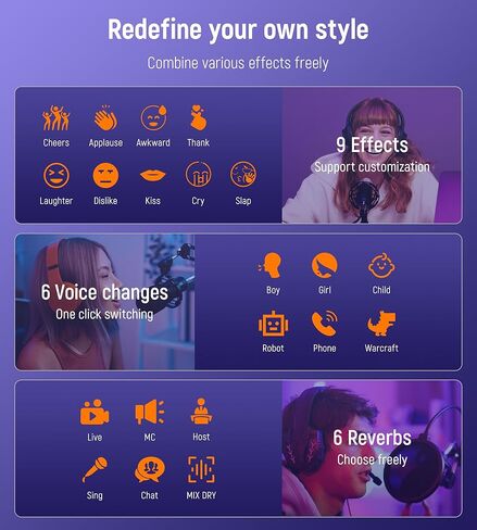 Synido Podcast Equipment Sound Card, Audio Interface Mixer with Pro-preamp, 48V Phantom, 9 Customize Sound Pads, XLR, 1/4", 1/8" Inputs for Live Streaming/Music Recording/Gaming/PC/Guitar, Black in Kuwait