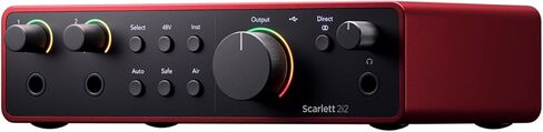 Focusrite Scarlett 2i2 4th Gen USB-C Audio Interface Recording Bundle with CM25 MkIII Condenser Mic, SH-450 Headphones, Pop Filter, Shock Mount, Stand, XLR Cable & Software Pack in Kuwait