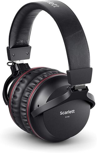 Focusrite Scarlett 2i2 4th Gen USB-C Audio Interface Recording Bundle with CM25 MkIII Condenser Mic, SH-450 Headphones, Pop Filter, Shock Mount, Stand, XLR Cable & Software Pack in Kuwait