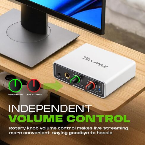 واجهة صوت Bolanle DAC USB OTG للبث المباشر، مدخل AUX 3.5 مم لمحول الهاتف USB-C، بطاقة صوت ستيريو لهاتف iPhone Android، توصيل الخلاط بالهاتف المحمول لتسجيل TikTok YouTube Instagram in Kuwait