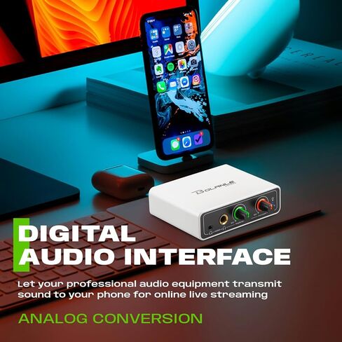 واجهة صوت Bolanle DAC USB OTG للبث المباشر، مدخل AUX 3.5 مم لمحول الهاتف USB-C، بطاقة صوت ستيريو لهاتف iPhone Android، توصيل الخلاط بالهاتف المحمول لتسجيل TikTok YouTube Instagram in Kuwait