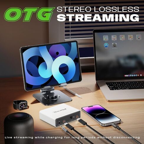 واجهة صوت Bolanle DAC USB OTG للبث المباشر، مدخل AUX 3.5 مم لمحول الهاتف USB-C، بطاقة صوت ستيريو لهاتف iPhone Android، توصيل الخلاط بالهاتف المحمول لتسجيل TikTok YouTube Instagram in Kuwait