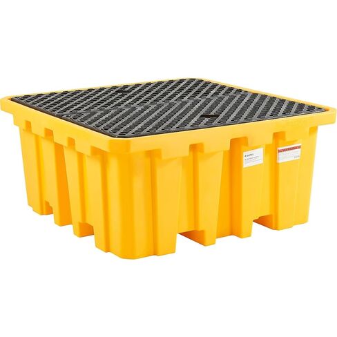 Global Industrial IBC Spill Containment Pallet with Drain, 4-Way Forklift Pockets, 365 Gallon Capacity, 8000 Lbs Capacity, 66"W x 66"D x 30"H, Bright Yellow in Saudi Arabia