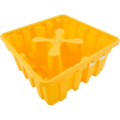 Global Industrial IBC Spill Containment Pallet with Drain, 4-Way Forklift Pockets, 365 Gallon Capacity, 8000 Lbs Capacity, 66"W x 66"D x 30"H, Bright Yellow in Saudi Arabia
