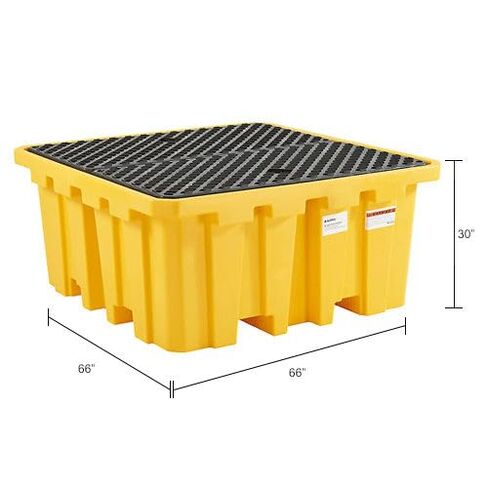 Global Industrial IBC Spill Containment Pallet with Drain, 4-Way Forklift Pockets, 365 Gallon Capacity, 8000 Lbs Capacity, 66"W x 66"D x 30"H, Bright Yellow in Saudi Arabia