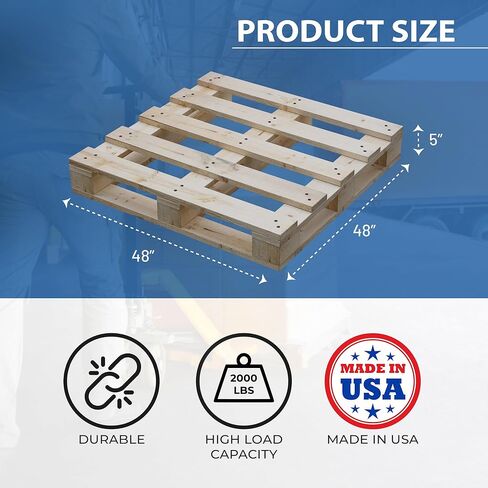 Nutan, Heavy-Duty 4-Way Entry Wooden Pallet – 48x48x5", Industrial-Grade Hardwood Shipping Pallet, Durable, Reusable, Stackable, Easy to Handle, Commercial Use as a Floor-Pallet, 1 Pack in Saudi Arabia