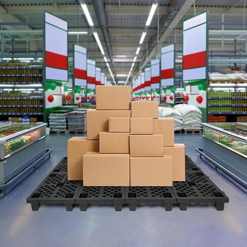 8 Pcs Plastic Pallets 23.6 x 15.7 x 3.9 Inch Thick Plastic Pallet for Basement Storage Waterproof Floor Pallet Interlocking Storage Pad with Breathable Grids for Garage Supermarket Basement in Kuwait