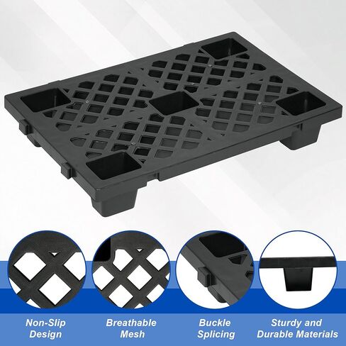 8 Pcs Plastic Pallets 23.6 x 15.7 x 3.9 Inch Thick Plastic Pallet for Basement Storage Waterproof Floor Pallet Interlocking Storage Pad with Breathable Grids for Garage Supermarket Basement in Kuwait