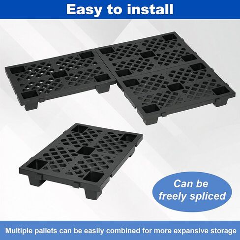 8 Pcs Plastic Pallets 23.6 x 15.7 x 3.9 Inch Thick Plastic Pallet for Basement Storage Waterproof Floor Pallet Interlocking Storage Pad with Breathable Grids for Garage Supermarket Basement in Kuwait