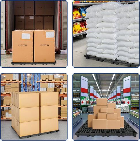 8 Pcs Plastic Pallets 23.6 x 15.7 x 3.9 Inch Thick Plastic Pallet for Basement Storage Waterproof Floor Pallet Interlocking Storage Pad with Breathable Grids for Garage Supermarket Basement in Kuwait