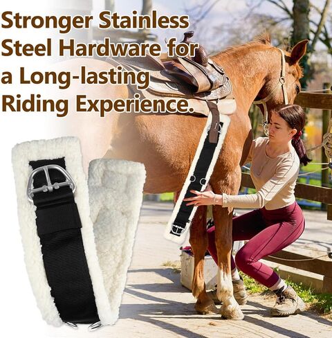 Western Cinch Horse Girth 30" - Soft 25mm Thick Fleece Padding & Non-Slip Nylon Webbing with Stainless Steel Buckles - Comfortable, Durable, and Easy to Install for Western Saddles in Saudi Arabia
