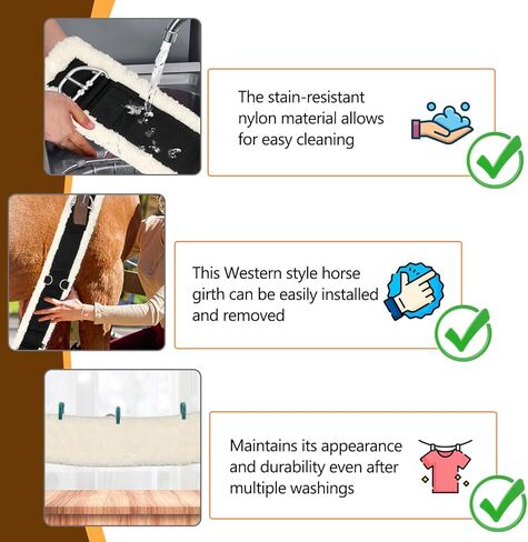 Western Cinch Horse Girth 30" - Soft 25mm Thick Fleece Padding & Non-Slip Nylon Webbing with Stainless Steel Buckles - Comfortable, Durable, and Easy to Install for Western Saddles in Saudi Arabia