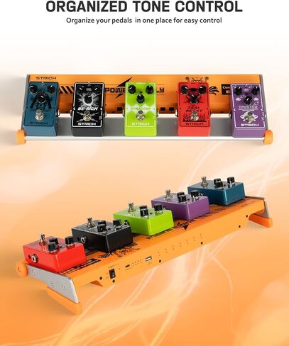 STRICH ComboFX Pedal Board with Built-in 10000mAh Battery and Power Supply, Works Without External Power, 18 x 5.8" Aluminum Pedal Board 2.2LB with Cables, Carry Bag and Hook Loop Strips in Saudi Arabia