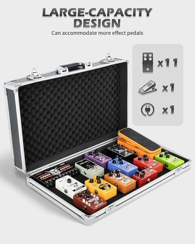 STRICH Guitar Pedal Case STANDARD 22, 22.44" x 12.99" x 4.33" Large Aluminum Locking Effect Pedal Case with Mounting Tape, Compatible with Single Pedals & Multi-Effects in Saudi Arabia