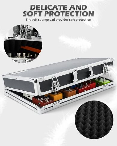 STRICH Guitar Pedal Case STANDARD 22, 22.44" x 12.99" x 4.33" Large Aluminum Locking Effect Pedal Case with Mounting Tape, Compatible with Single Pedals & Multi-Effects in Saudi Arabia