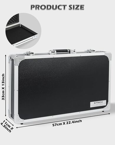 STRICH Guitar Pedal Case STANDARD 22, 22.44" x 12.99" x 4.33" Large Aluminum Locking Effect Pedal Case with Mounting Tape, Compatible with Single Pedals & Multi-Effects in Saudi Arabia