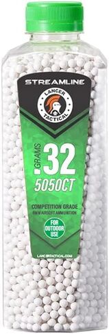 Lancer Tactical Polished Airsoft BBS for Outdoor Field 0.20g-0.32g-Competition Grade, Made in Taiwan, 5050 Count, Outdoor Field Compliant in Saudi Arabia