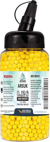 ARSUK Airsoft BBS 6mm – Yellow – 0.12g Seamless BB Pellets for Target Practice – Precision 6mm Airsoft BBS with Smooth Finish – Pack of 2000 BB Bullets for Consistent Performance in Kuwait