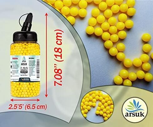 ARSUK Airsoft BBS 6mm – Yellow – 0.12g Seamless BB Pellets for Target Practice – Precision 6mm Airsoft BBS with Smooth Finish – Pack of 2000 BB Bullets for Consistent Performance in Kuwait