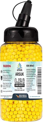 ARSUK Airsoft BBS 6mm – Yellow – 0.12g Seamless BB Pellets for Target Practice – Precision 6mm Airsoft BBS with Smooth Finish – Pack of 2000 BB Bullets for Consistent Performance in Kuwait