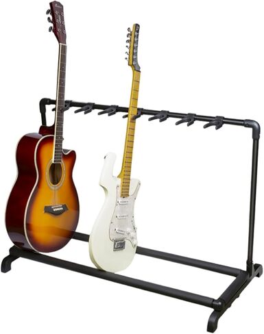 Multiple Guitar Stand Rack for 5 Guitars, Folding Guitar Stand with Thick Rubber Padding, Portable Guitars Display Stand, Universal Floor Guitars Rack for Classical Acoustic Electric Bass in Kuwait