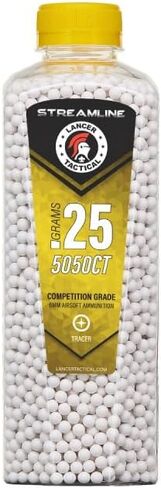 Lancer Tactical 5050 Count Airsoft Tracer BBS, Glow in The Dark, .20g, .25g, .28g, .30g, .32g-Competition Grade, Made in Taiwan in Saudi Arabia