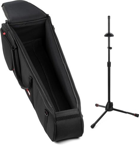 حقيبة Gator Allegro Pro Trombone Gig وحزمة حامل الترومبون | يتضمن جراب ترومبون مبطن، حامل ثلاثي القوائم قابل للطي | يناسب الترومبون المستقيم والمرفق على شكل حرف F | أسود in Saudi Arabia
