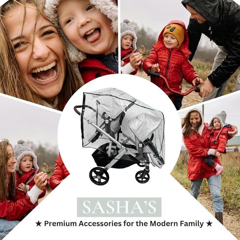 SASHA'S Rain and Wind Cover Made for UPPAbaby Vista V2, V3 Double Stroller System w/RumbleSeat Clear, Ventilation Holes, Maximum Coverage Made in USA (Stroller not Included) in Kuwait