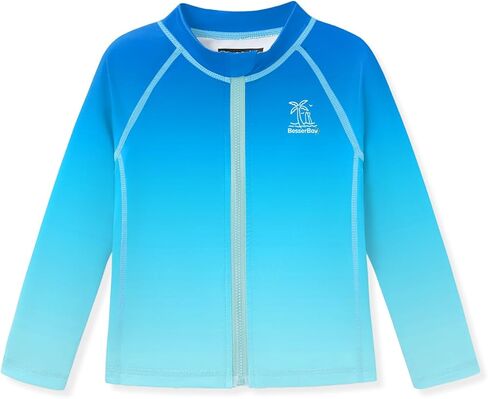 BesserBay Girls Rash Guard UPF 50+ Zip Up Raglan Long Sleeve Adjustable Drawstring Swim UV Jacket 4-14 Years in Saudi Arabia