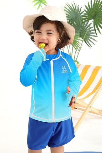 BesserBay Girls Rash Guard UPF 50+ Zip Up Raglan Long Sleeve Adjustable Drawstring Swim UV Jacket 4-14 Years in Saudi Arabia
