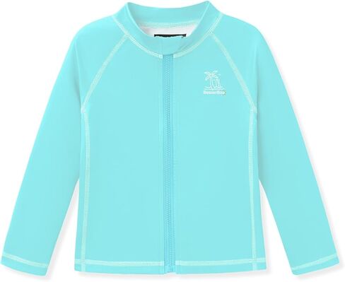 BesserBay Girls Rash Guard UPF 50+ Zip Up Raglan Long Sleeve Adjustable Drawstring Swim UV Jacket 4-14 Years in Saudi Arabia