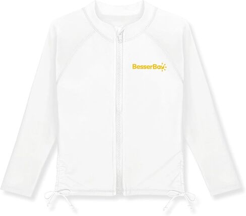 BesserBay Girls Rash Guard UPF 50+ Zip Up Raglan Long Sleeve Adjustable Drawstring Swim UV Jacket 4-14 Years in Saudi Arabia