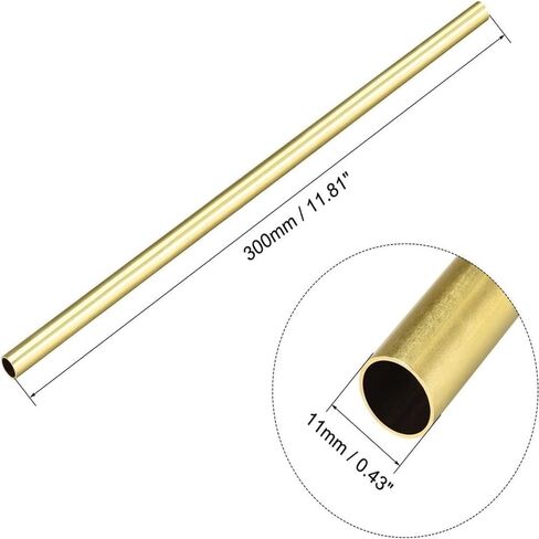 Brass Round Tube 300mm Length 11mm OD 0.5mm Wall Thickness Seamless Tubing in Saudi Arabia