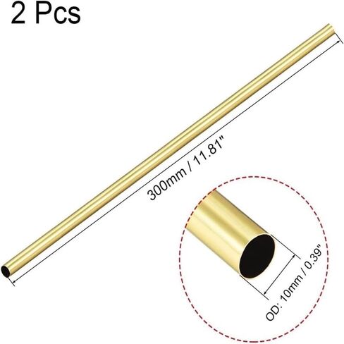 K Brass Round Tube 300mm Length 10mm OD 0.2mm Wall Thickness Seamless Tubing in Saudi Arabia