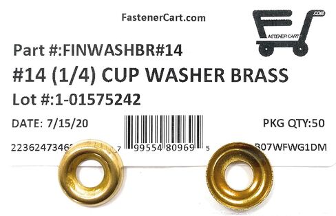 #14 (1/4) Solid Brass Finishing Washers Cup Washers Countersunk (50 Pieces) in Saudi Arabia