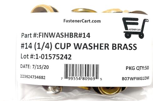 #14 (1/4) Solid Brass Finishing Washers Cup Washers Countersunk (50 Pieces) in Saudi Arabia