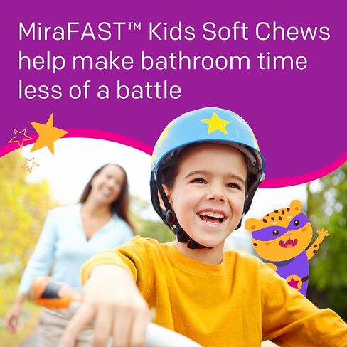 MiraFAST Kids Soft Chews, from The Makers of MiraLAX, Gentle Constipation Relief for Kids 4+ and Adults, Fast Acting Saline Laxative, Stimulant Free Saline Laxative, Mixed Berry Flavor, 15ct in Kuwait