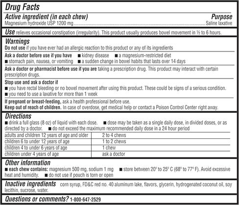 MiraFAST Kids Soft Chews, from The Makers of MiraLAX, Gentle Constipation Relief for Kids 4+ and Adults, Fast Acting Saline Laxative, Stimulant Free Saline Laxative, Mixed Berry Flavor, 15ct in Kuwait