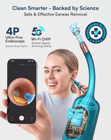 Bebird Earsight Ultra Ear Wax Removal Kit,2K HD Visual Ear Cleaner with Camera,FSA/HSA Eligible Flexible Ear Camera with 90-Minute Battery & Enhanced Light,Ear Cleaning Tool for Adults & Kids in Saudi Arabia