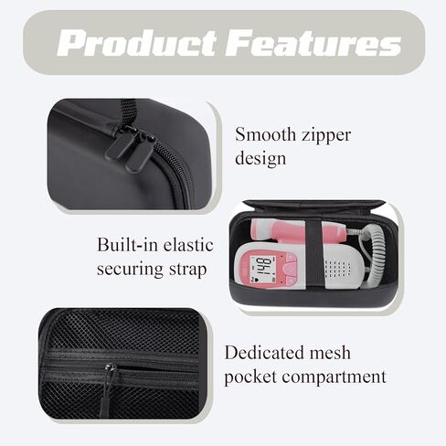 حقيبة تخزين صلبة للسفر لمراقبة دوبلر الجنين، غطاء واقٍ من مادة EVA متوافق مع جهاز IBEET/Dsfew/Facelake/FIGERM Baby Heartbeat (الجراب فقط) in Kuwait