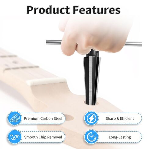 T Handle Tapered Reamer 3-13mm (1/8"-1/2") Multi Fluted Chamfer Reaming Tool, Bridge Pin Hole Reamers with 1/4 Hexagonal Shank for Chamfering and Expanding Holes in Wood, Metal, Plastic in Saudi Arabia