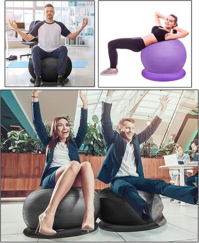 Stationary Exercise Ball Chair with a Round Base, Suitable for Office Use, Yoga, Fitness, and Balance Training, and Helps Relieve Back Pain. in Saudi Arabia