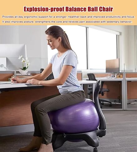 Ergonomic Balance Ball Chair, Exercise Ball Chair, Inflatable Yoga Ball Chair Suitable for Home, Gym, Office, and Classroom Use. in Saudi Arabia