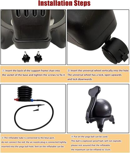 Ergonomic Balance Ball Chair, Exercise Ball Chair, Inflatable Yoga Ball Chair Suitable for Home, Gym, Office, and Classroom Use. in Saudi Arabia