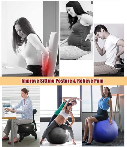 Ergonomic Balance Ball Chair, Exercise Ball Chair, Inflatable Yoga Ball Chair Suitable for Home, Gym, Office, and Classroom Use. in Saudi Arabia