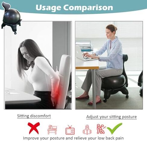 Yoga Ball Chair,Inflatable Balance Exercise Seat,Ergonomics Physiotherapy Workouts Chair,for Core Strength (Blue) in Saudi Arabia